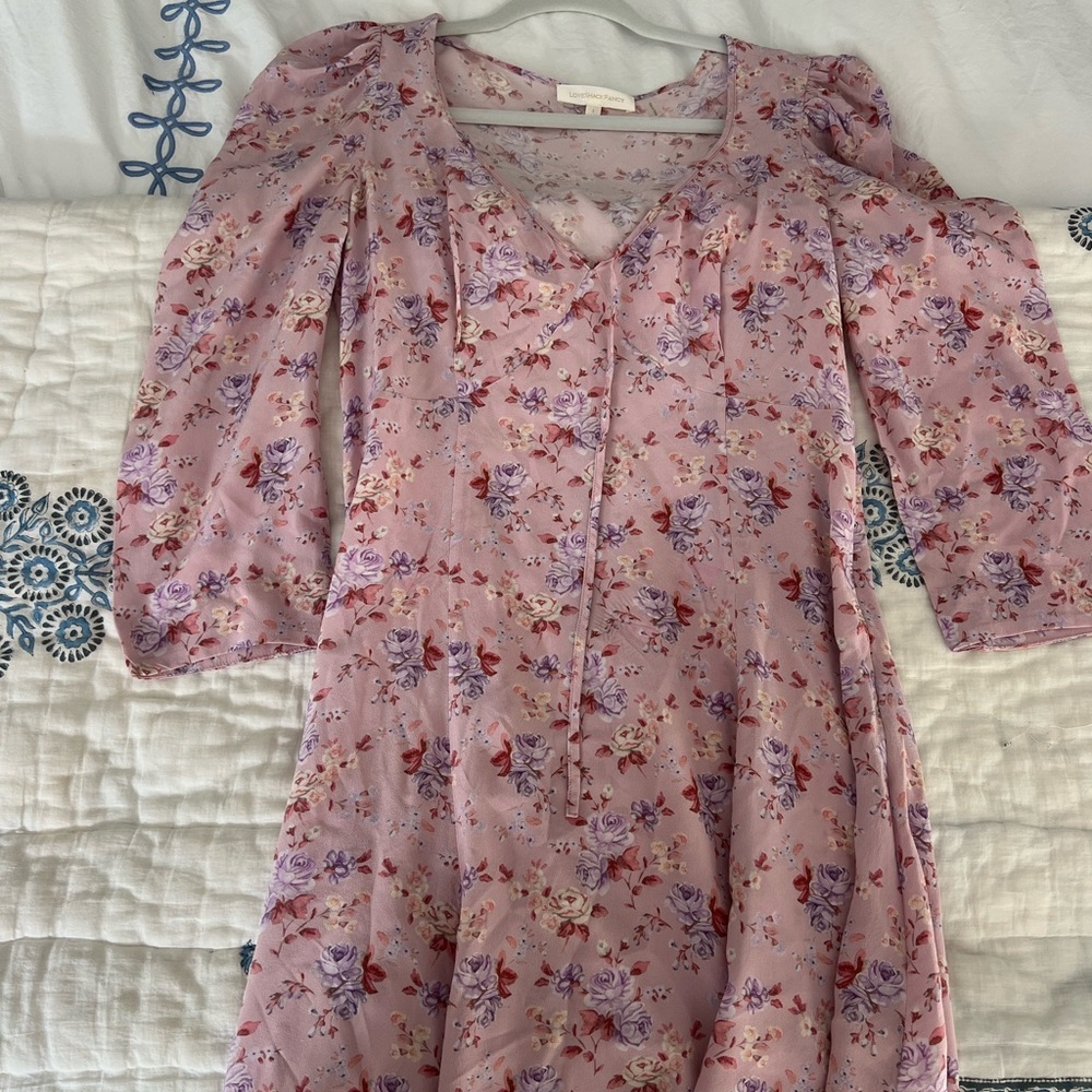 Loveshackfancy Light Pink Mini Floral Dress